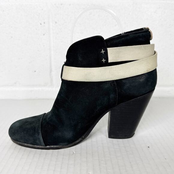 Rag and Bone Boots Womens Size 37 Black Suede Stacked Heel Ankle Booties - Picture 7 of 13